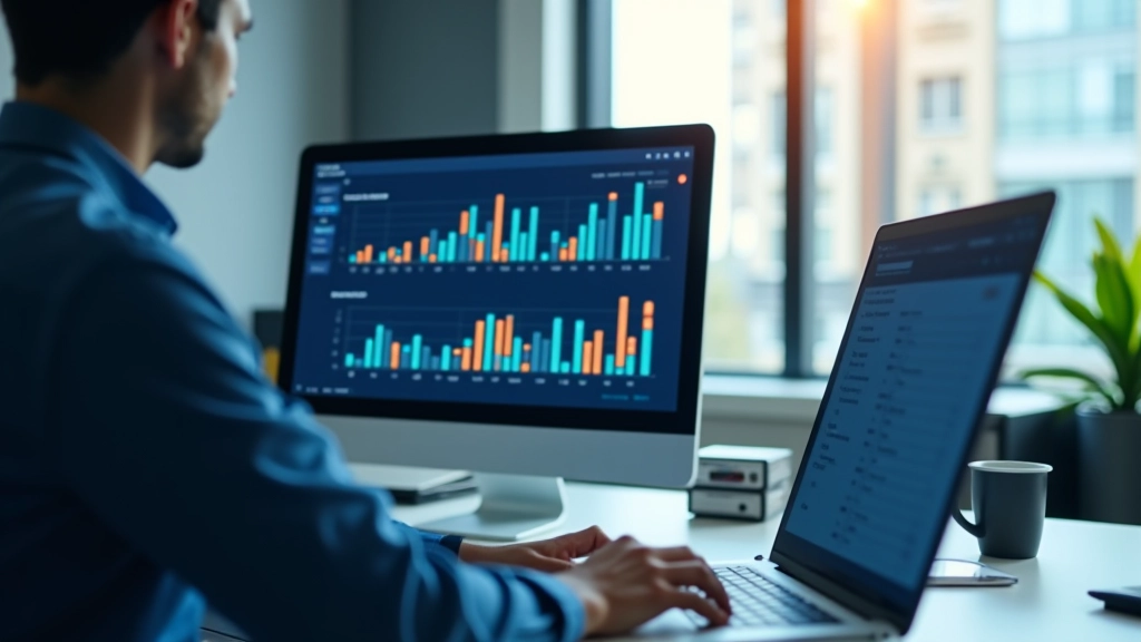 Business analytics dashboard showing export trends, market data, growth charts, and trade statistics visualization
