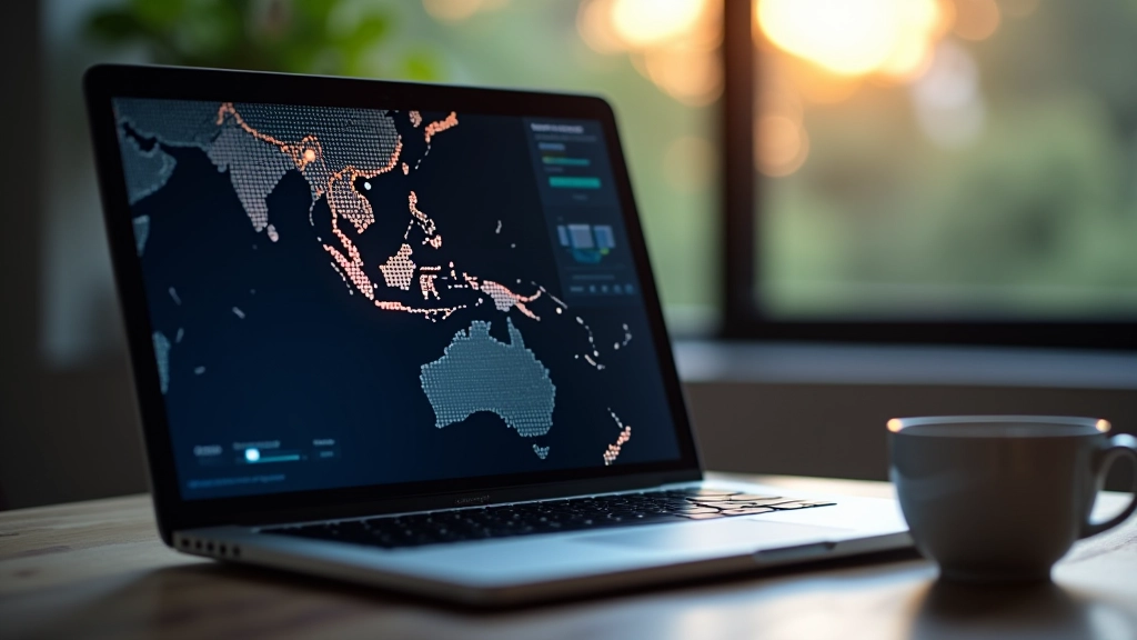 Global business network visualization with Southeast Asian map showing connected trade routes between countries