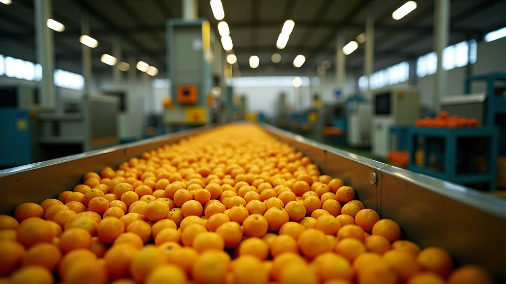Palm oil production facility with harvested fruit bunches
