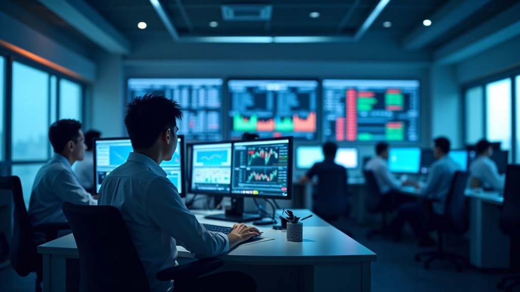 Modern trading floor with multiple monitors displaying real-time commodity prices and trade data